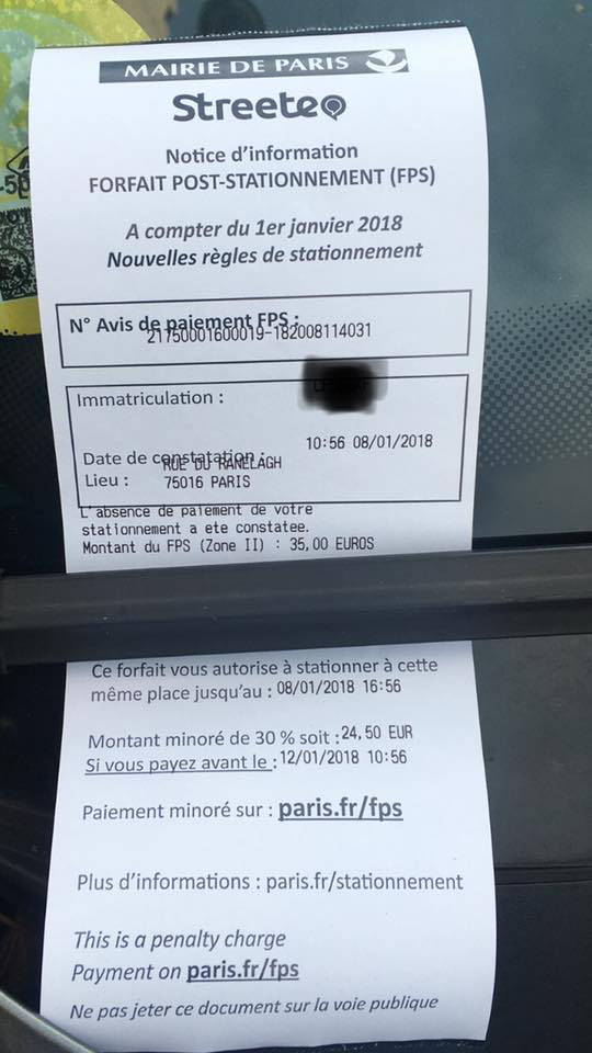 payer amende forfait post stationnement majoré