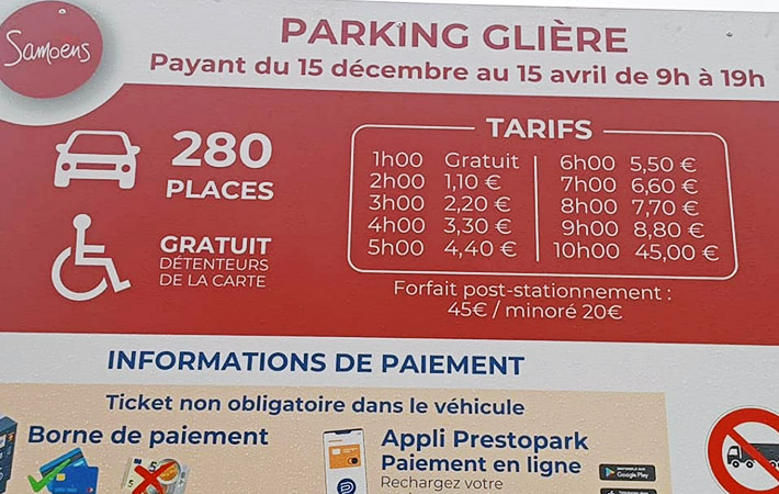 stationnement payant parking Gliere GME Samoens